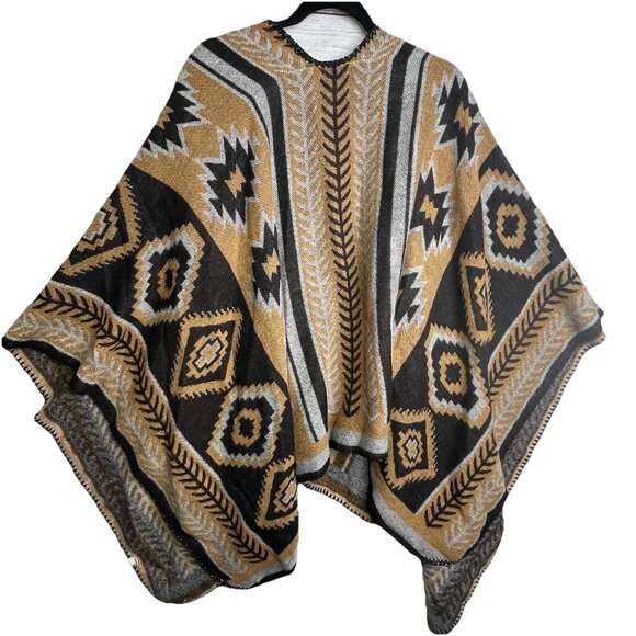 Corralle Poncho One Size Fits All Southwestern Aztec Western Style Lightweight - Picture 2 of 13